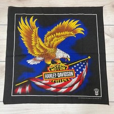 Harley Davidson Bandana Handkerchief Vintage Eagle American Flag USA RN 15187