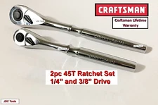 CRAFTSMAN 2 pc Ratchet Socket Wrench Set 1/4 3/8 FULL POLISH