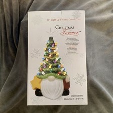 Ceramic Gnome Glazed Retro Plug-In Christmas Tree 14  w/Lights 71316-C.
