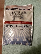 Patriot Pantry food OL 49ers Hearty chili 4 servings 11/26/13 long shelf life