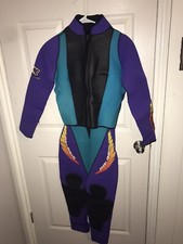USA Made Polaris Women  s Large Wetsuit Full Length W/Top Neoprene Black Purple