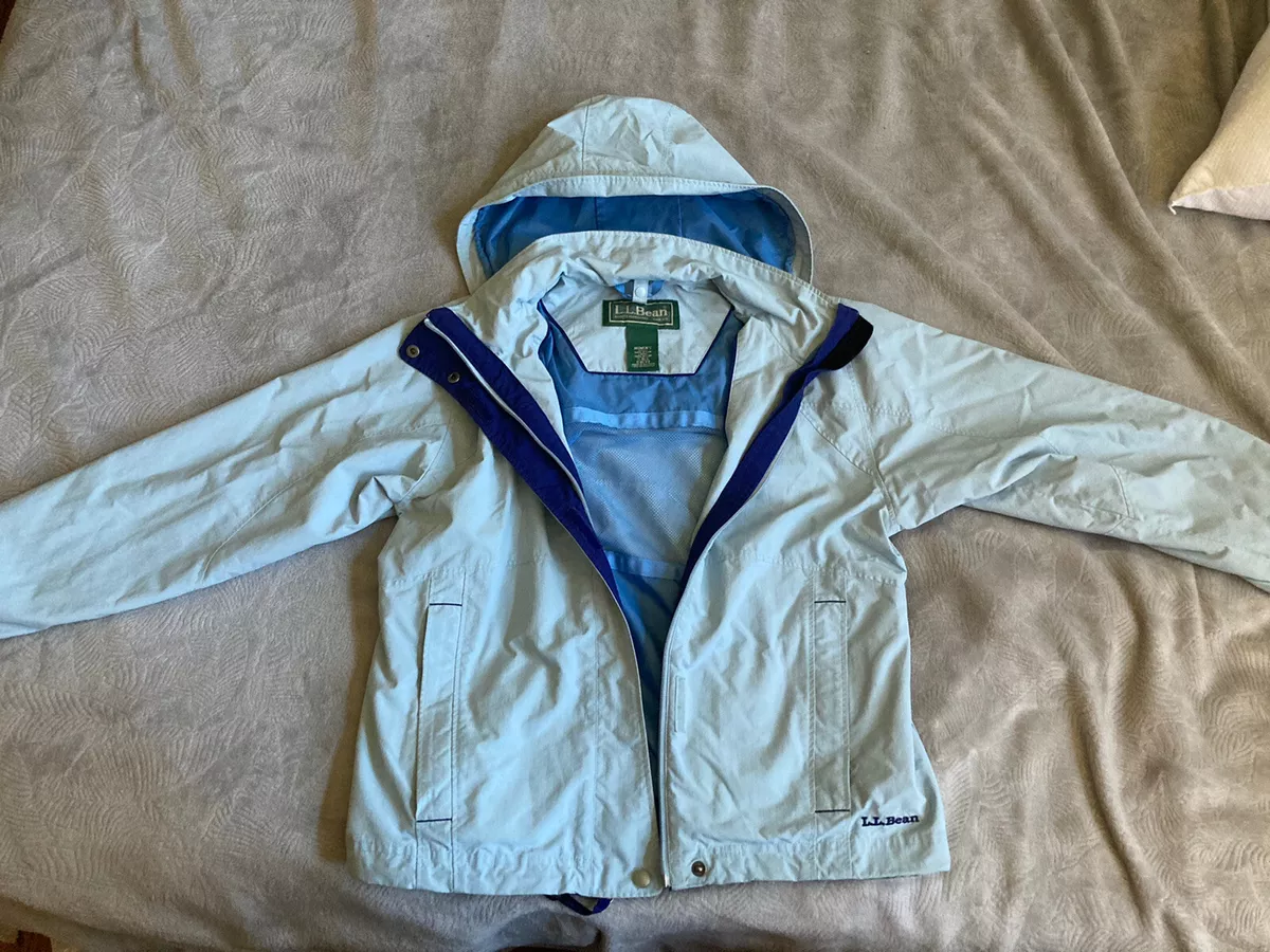 Vtg L.L. Bean The Weather Channel Waterproof Jacket Hooded Small (Light  Blue)