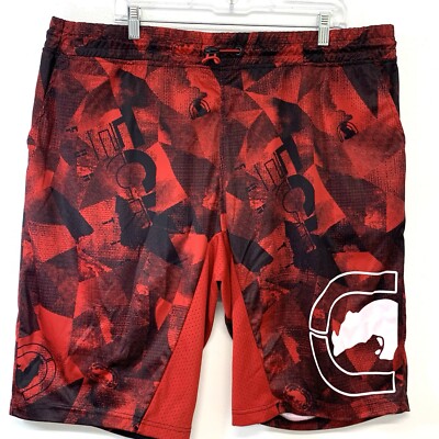 Ecko Mens Shorts 4XL Red Graphics Drawstring Pockets Spell Out Stretch Function