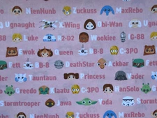 RARE & OOP Camelot Fabrics Star Wars KAWAII PINK ALPHABET CHARACTERS LUKE LEIA +