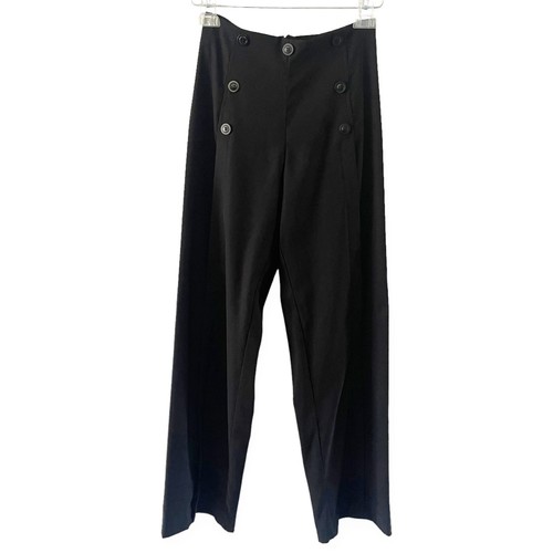VTG Bisou Bisou Michele Bohbot Black Big Button Front Seam Bootcut Hi Rise Pant - Picture 2 of 10