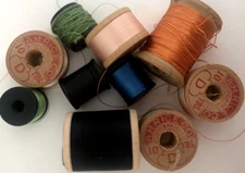 Lot 10 Vtg A H RICE Silk BUTTONHOLE THREAD SPOOLS Sewing Belding CORTICELLI Mend