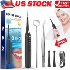 Ultrasonic Tooth Cleaner Kit Dental Plaque Calculus Stain Remover Teeth Cleaning