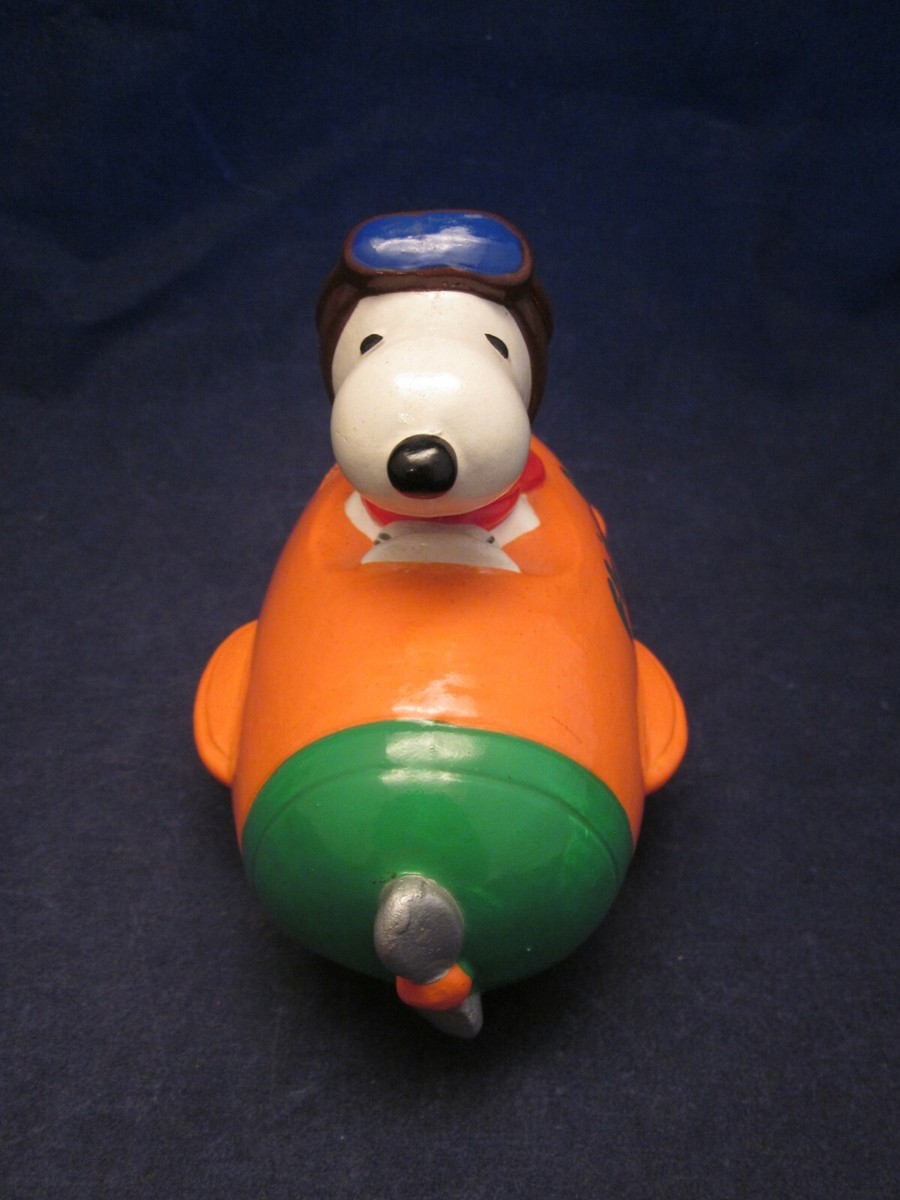 SNOOPY PEANUTS Orange Airplane Flying Ace Bank VINTAGE EXCELLENT