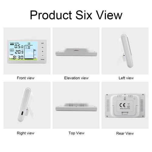 Ultrasonic Tank Liquid Depth Level Meter W/ Temperature Sensor Time Display - Picture 7 of 9