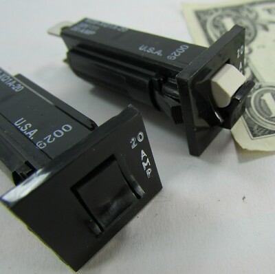 #ad 2 Tyco 20 Amp Push Reset Circuit Breakers Max 32VDC 250VAC Panel Mount Snap In $7.99