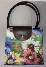 Tote Bag Size Adjusting Canvas Floral Print Medium Size