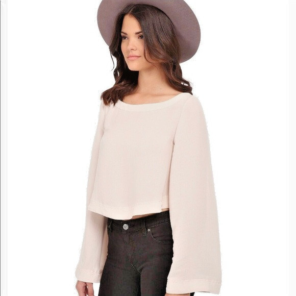Free People UO Stars Align Crop Top Flare Sleeve Blouse Urban Outfitters Anthro