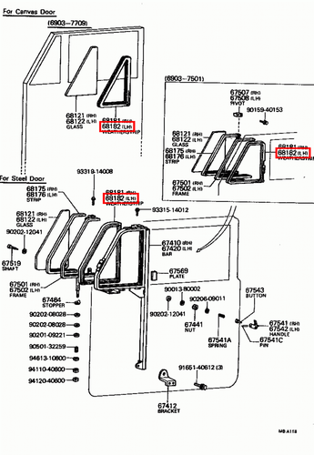 Genuine LandCruiser BJ46 BJ40 Soft Top Front LH 1/4 Quarter Window Weatherstrip - Picture 5 of 5