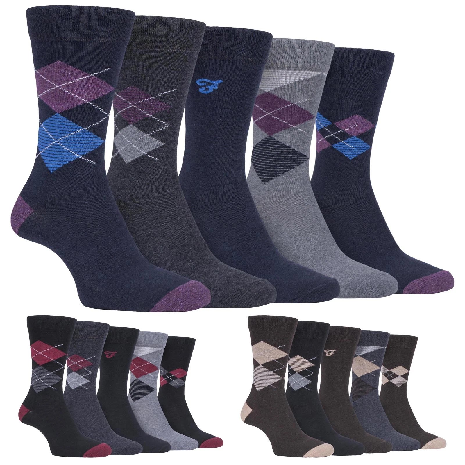 Mens Socks by Farah 5 Multi Pack Patterned Dress Socks (FCS270)