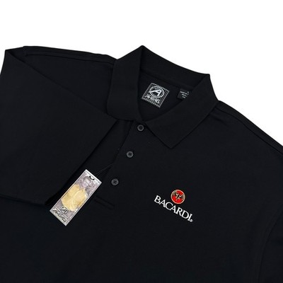 AHead Authentics Mens Large BACARDI Rum Black Golf Polo Shirt 100% Cotton NWT
