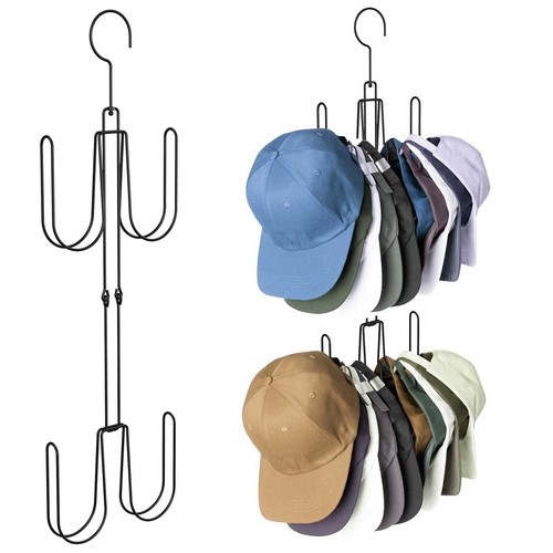 2 Packs Metal Hat Hangers for Closet, Stainless Steel Hat Organizer, Hat Rack...