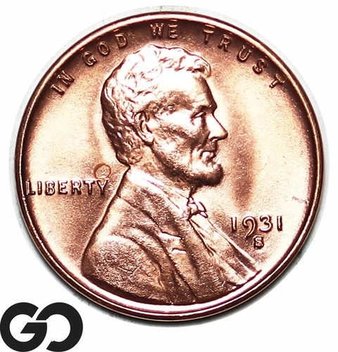 1931-S Lincoln Cent Wheat Penny, Gorgeous RED, Superb Gem BU++ RD