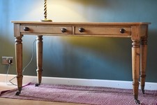 Rustic Antique Pine Desk with Drawers - Good size