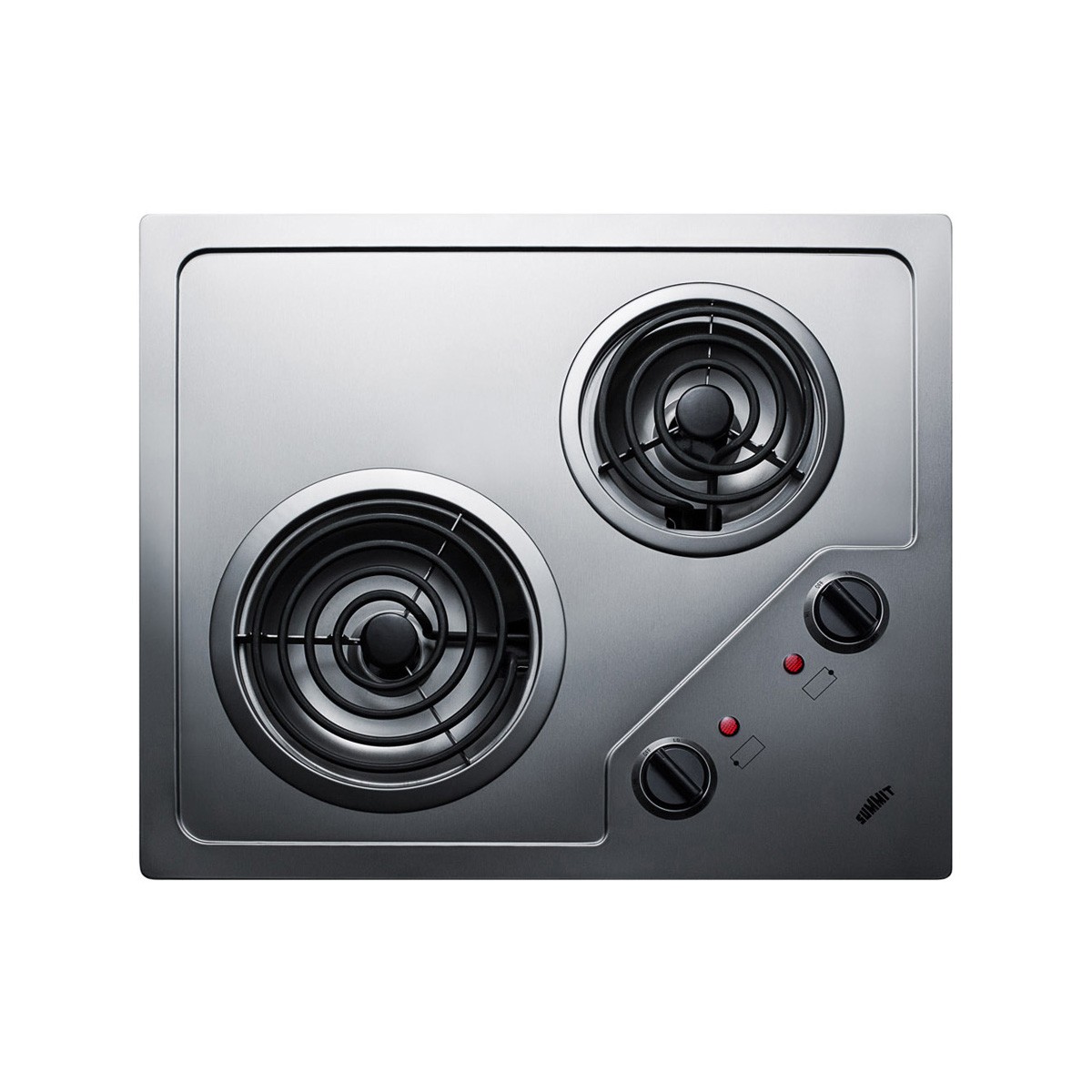 Summit CR2B122 21" Electric Radiant Cooktop w/ (2) Spiral Burners, Stainless ...