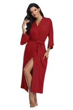 Long Robes Kimono Bathrobes Full Length Soft Modal Sleepwear Nightgown