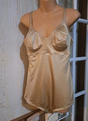Cacique Bodysuit Beige Size 38D Snap Crotch One Piece 