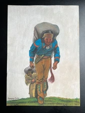 Maynard Dixon Drawing on paper (Handmade) signed and stamped mixed media.