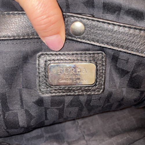 AUTHENTIC FURLA CHEVRON BLACK QUILTED LEATHER SATCHEL  EUC - Picture 10 of 16