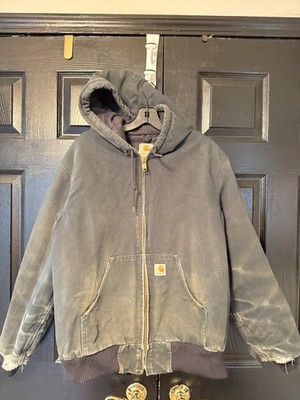 Carhartt J140 BLK Men's Large Regular Jacket Black USA WORN DISTRESSED