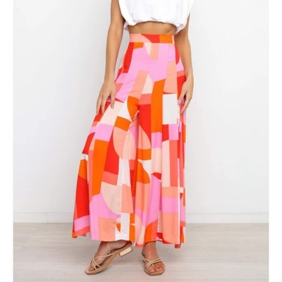 Petal and Pup Wide Leg Palazzo pomoa Pants Pink abstract High Rise XS