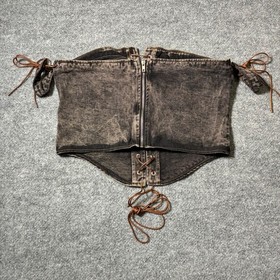 PrettyLittleThing Shape Brown Denim Lace Up Front Corset Top Womens Sz.12