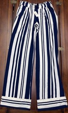 NWT Soma Women Soft Jersey Wide Leg Lounge Pants Small Long Destiny Stripe Navy