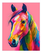 Lebendige Pferde-Wandkunst Farbenfrohe Zeitgenössische Dekoration Con