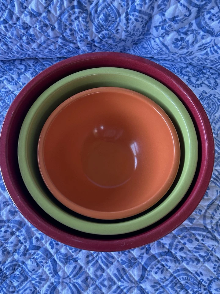 Lote de 3 cuencos anidadores de melamina Norpro rojo verde naranja  Foto 4 de 4