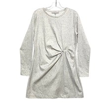 LOFT Flecked Twist Mini Dress M Gray Long Sleeve Quiet Luxury Clean Girl Capsule