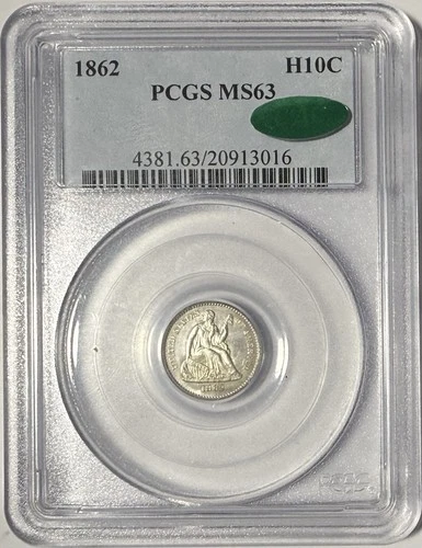 1862 Seated Liberty Half Dime PCGS & CAC MS63 ‼️LUSTROUS WHITE CIVIL WAR COIN‼️