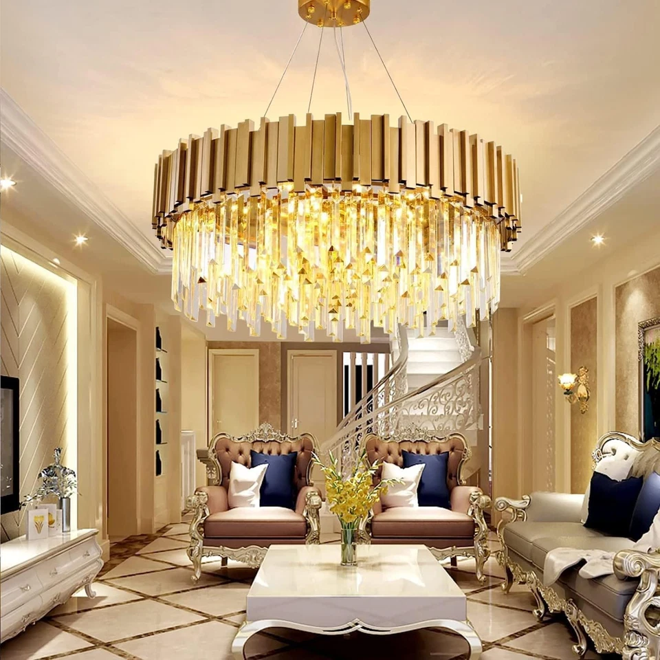 Cristallo Moderno Lampadario 2 in 1 Lusso, 9*E14 Rotondi per Soggiorno, Cucina,  - Immagine 2 di 4