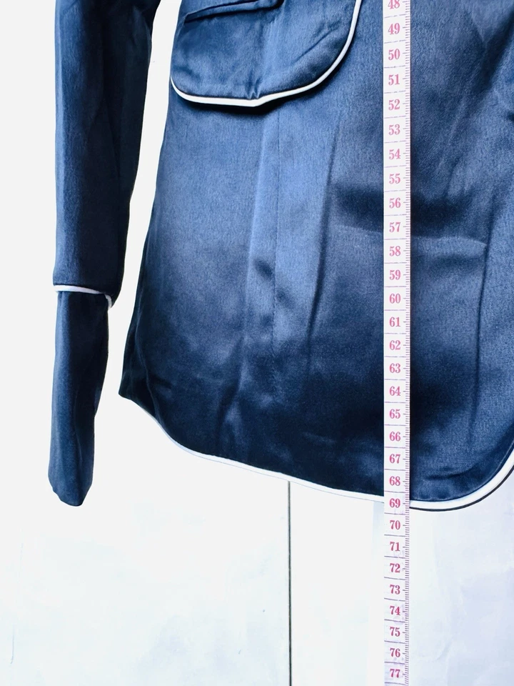 Women’s Vintage Love By Design Navy Blue Satin Blazer Size XS - Imagem 4 de 4