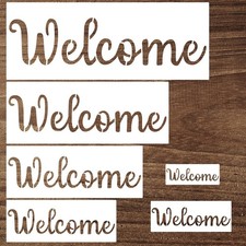 Heclia Welcome Stencils for Painting 6 PCS 15 inches x 5.67 inches, white