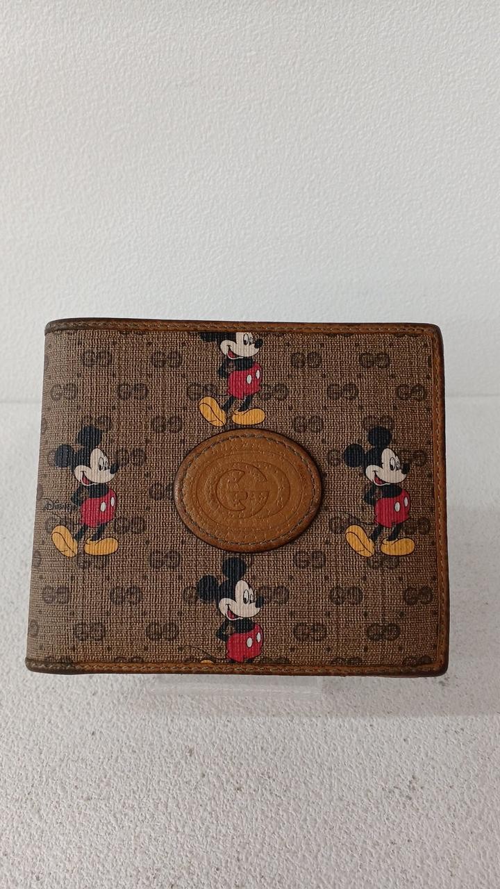 Bifold Wallet Model Brown Mickey Pattern Conditio… - image 1