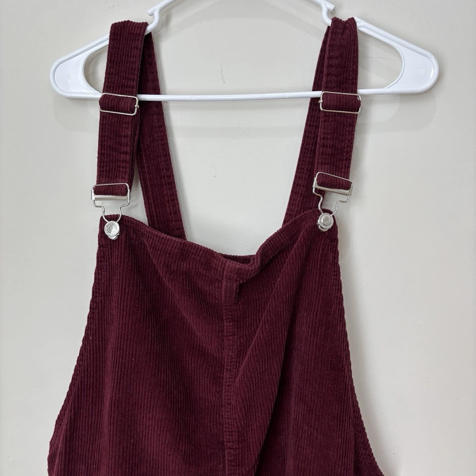 Denim Co Jumper Dress Womens 16 Burgundy Corduroy Pockets Overall Skirt Kidcore - Image 3 of 4