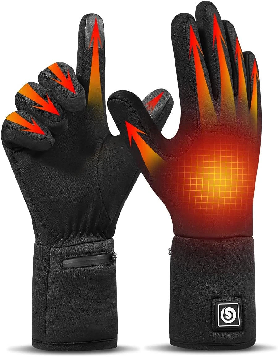 Guantes electricos calefactables recargables ultrafinos para invierno negros