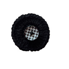 Crochet Lapel Pin Black Houndstooth 90s Brooch Retro Boho Streetwear Preppy