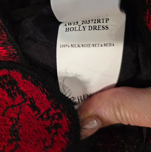 ERDEM Red and Black Holly Thread Work Embroidery Dress - Size 6 - Picture 12 of 13