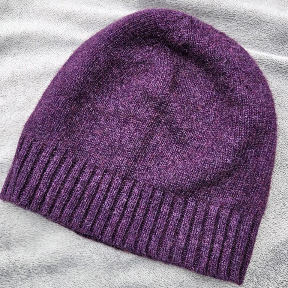 Ralph Lauren Merino Wool Blend Knit Beanie Hat Cap One Size Purple Embroidered - Image 2 of 4
