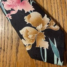 Vintage EUC Leonard Paris Silk Tie Floral Designer Men’s Necktie Made In Italy