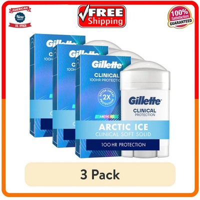 Gillette Clinical Men Antiperspirant Deodorant Arctic Ice 2.6oz 3 Pack