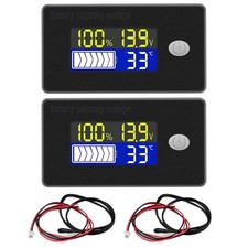 Batteriemessgerät 2 Stück Spannungsanzeige mit Temperaturalarm 12V 24V 36V 48...