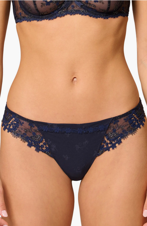 55 $ Simone Perele 12B710 "Wish" bestickter Tanga Tanga Höschen Größe 3 (M in US)