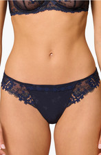 $55 Simone Perele 12B710 'Wish' Embroidered Tanga Thong Panties Size 3 (M in US)