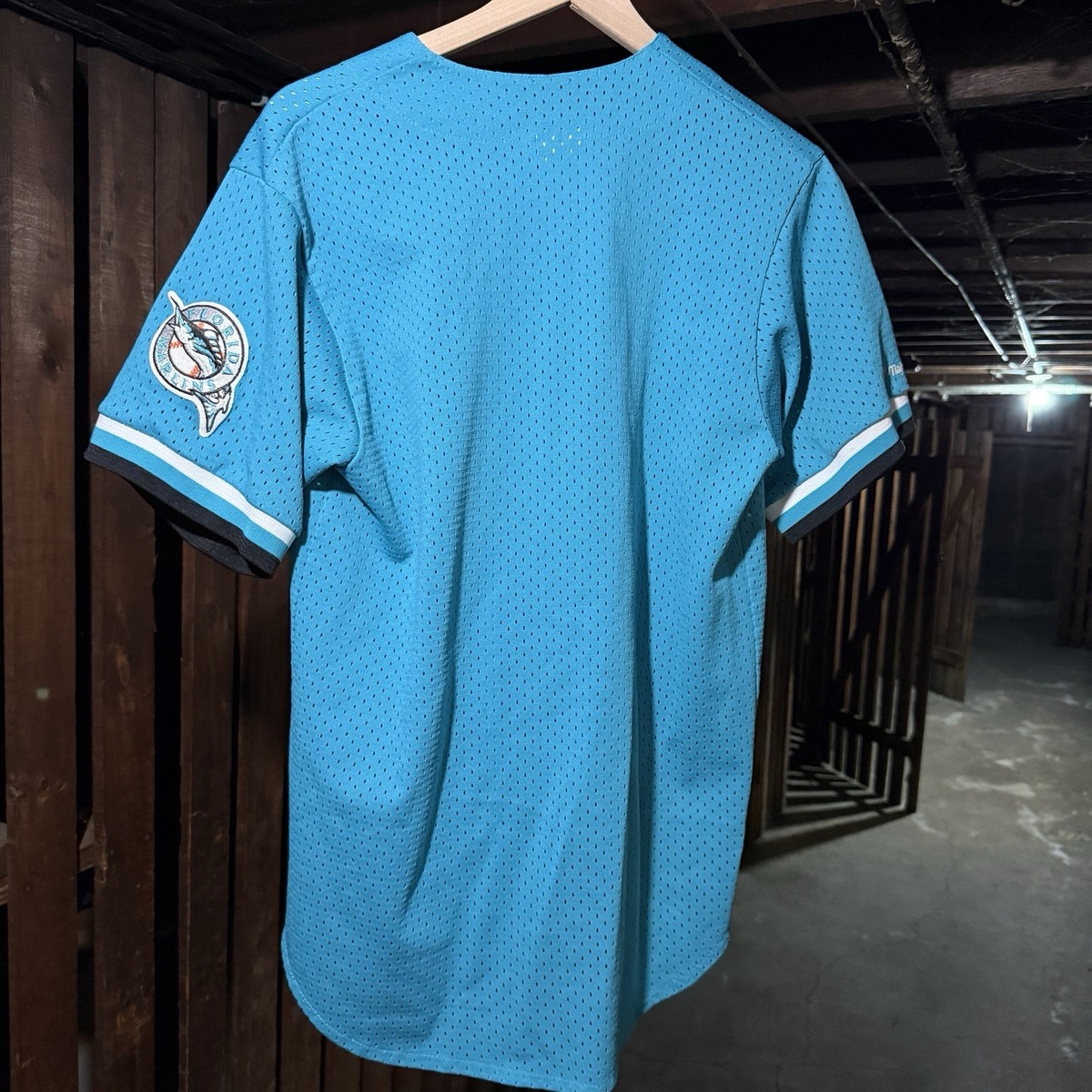 Vintage Florida Marlins Majestic Jersey Teal MLB USA Made Mesh 90s